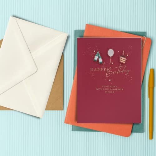 Clintons: Icons on Burgundy Birthday Card For Him, Birthday Card for Men, Male Birthday Card, Open Birthday Card 149x195mm 1159746 multi-colour