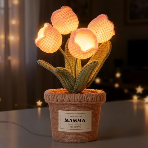 Giftasy Cadeau Maman, Cadeau Anniversaire Maman - Idee Lampe Tulipe Artisanale au Crochet, Cadeaux...