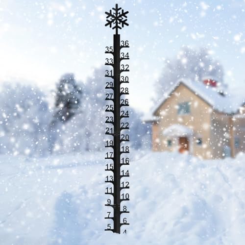 UXBDGMTO Snow Gauge 36 inch Snowflake - Xmas Holiday Metal Measuring Gauge Stick Garden Stakes for Yard Xmas Rain Gauge Outdoor Decoration Gift