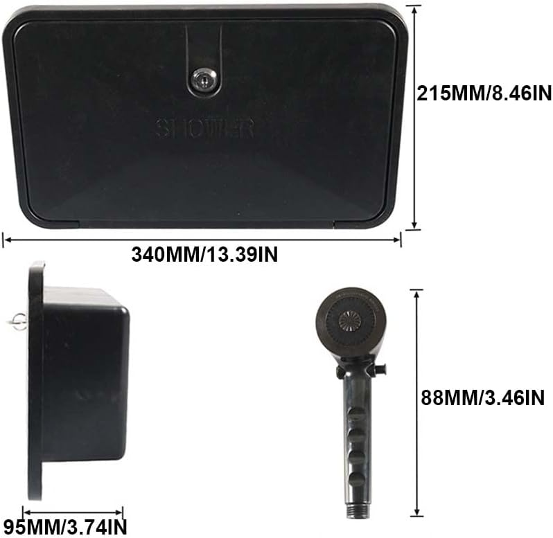 Riloer RV Outdoor Shower Exterior Shower Box Kit Coiled Hose for RV, Van, Travel Trailer, Motorhome and Boat, Camper