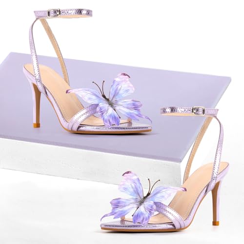 MissHeel Butterfly Heels for Women Ankle Strap High Heels Pointed Toe3