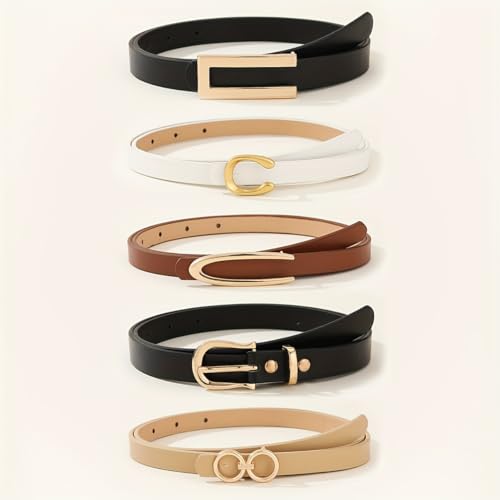 Image of Shining Diva Fashion Leather Belts For Women And Girls 5 Pcs Combo Stylish Waist Belt For Dresses Jeans (16910LB)