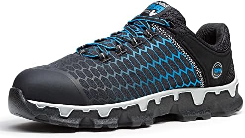 Timberland PRO mens Powertrain Sport Alloy Safety Toe Electrical Hazard Athletic Work Shoe, Black Ripstop Nylon With Blue, 10.5 Wide US
