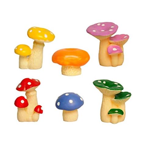 ubrand Mashrooms, 6 in one Set, Gardon Decor, Miniature Ornaments Kit for DIY Fairy Garden, Mini Landscape, Fairy Garden Accessories (6) Cover