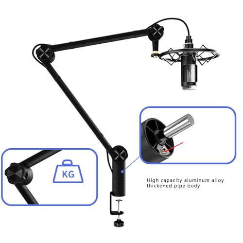 Mikrofon Arm, 360° drehbarer Mikrofonständer mit Tischhalterung Verstellbarer Boom Arm mit 3/8'' auf 5/8'' Schraubadapter für Podcast-Streaming Gaming-Aufnahmen