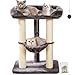 Happi N Pets 71CM Kratzbaum für Katzen, Hoher Kratzstamm mit großem Bett für große Katzen, Sisal-Kratzbaum mit weicher Liegefläche & Hängematte, Stabiler Katzenbaum, Abnehmbarer Bezug-Grau