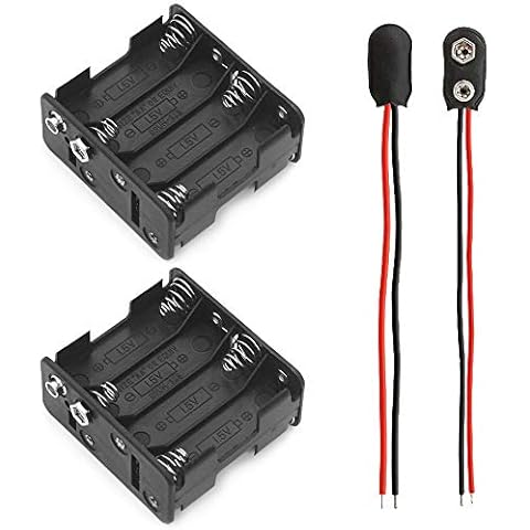 2 Pcs 8 x 1.5V(12V) AA Battery Holder Case Plastic Battery Storage Box With Standard Snap Connector Cover