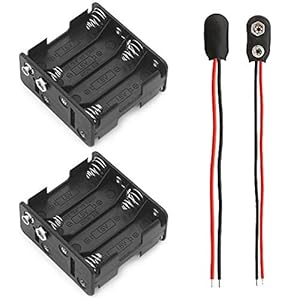 2 stuks 8 × 1,5 V AA zwart batterijhouder behuizing case kunststof batterij-opbergdoos met batterijaansluiting kabel…