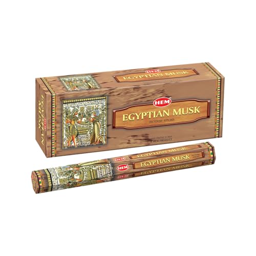 Hem Egyptian Musk Incense Sticks Pack of 6 Boxes (120 Sticks Total 9-Inch Long) | Natural Hand-Rolled Aroma for Meditation Rituals Relaxation & Odor Removal | 20g Each Box