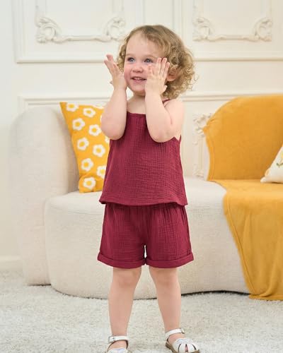 Image of Weebaby Toddler Girl Clothes Baby Summer Outfits Sleeveless Halter Top Ruffle Short Set Cute Kids Clothes Girls