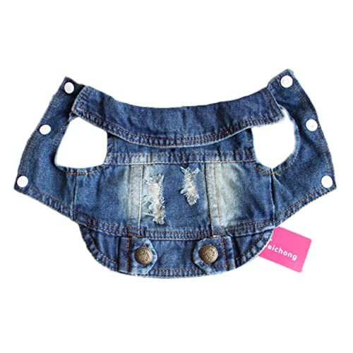 HANABASS Dog Denim Vest Small Puppy Jacket Sleeveless Coat for Medium Dogs Protective and Breathable Jean Jacket Apparel for Pet Winter and Summer Walks