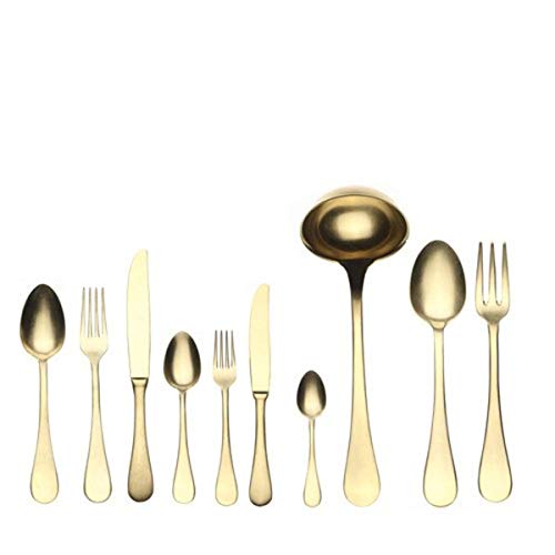 Lavabile in lavastoviglie MEPRA Vintage Oro Nero Set Servizio, Acciaio Inossidabile 18/10 con Trattamento Superficiale Stone-Washed, 75 Pezzi