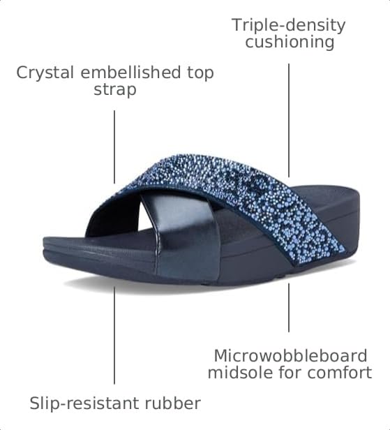 Image of FitFlop Women's, Lulu Crystal Mix Slide Sandal