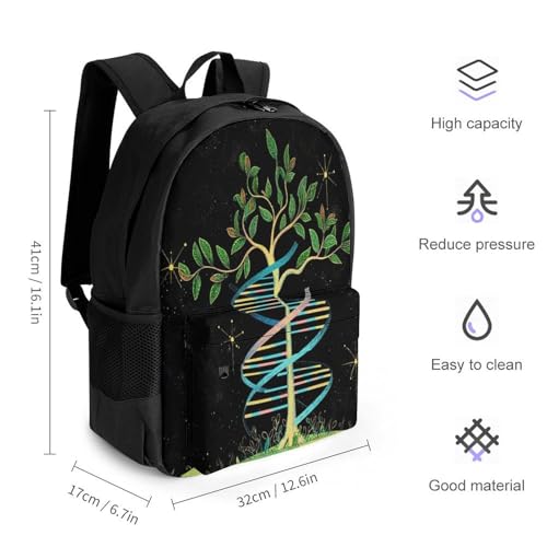 Supdreamc Backpack Multipurpose Anti-Theft Large Capacity Bookbag - Dna Tree Of Life Art Travel Hiking Daypack With Side Pockets2