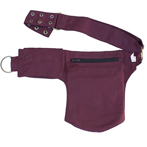 Renaissance Faire Festival Lace Fannypack Waistbag Cotton Utility Hip Belt-Maroon-One Size #TOP2
