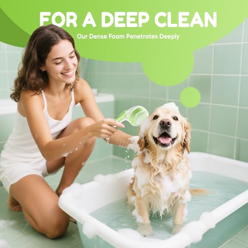 Image of Pet Bath Brush with Shampoo Dispenser, Dog Bath Brush and Grooming Massage Brush for Dogs & Cats, Easy Dog Washing Brush for Short and Long Hair, Coarse and Fine Teeth 2pcs (Blue)