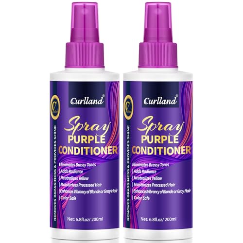 Purple Leave-In Conditioner Spray Repairs Blonde & Gray Hair Strengthens Dry Damaged Strands Lightweight Non-Sticky Formula - Purple Conditioner Spray Removes Brassy Yellow Undertones Color Depositing