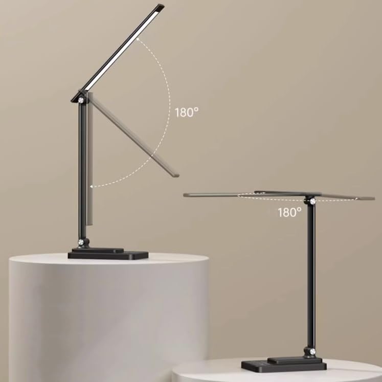 Lampada da studio Lampada da scrivania a LED, Lampada da scrivania dimmerabile, 5 colori chiari e regolazione continua, Lampada da tavolo pieghevole con controllo touch, Timer automatico, Funzione di