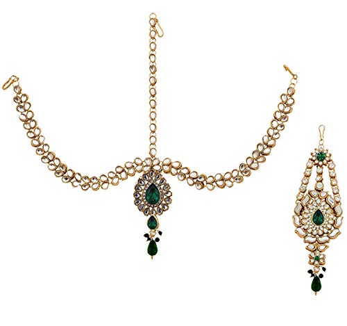 Image of Lucky Jewellery Designer Gold Plated Dulhan Bridal Jewelry Set 8 Pcs. for Girls & Women (3600-WZK-PARENT)