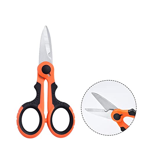 2 Pcs Electrician Scissors Multi-Purpose Cutting Electrician Tools Stainless Steel Serrated Electrician Shears for Cut Electrical Wire Iron Wires Meat Poultry Chicken - Image 3