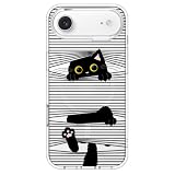Picture of MOSNOVO for iPhone Air Case | Compatible with Magsafe | Military Grade 6.6ft Drop Tested | Camera Control | Clear with Hidden Black Cat Design