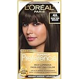 L'Oreal Paris Superior Preference Luminous Fade-Defying Permanent Hair Color, Hair Dye For Up to 9 Weeks of Radiance, Dark Ash Brown 4A, 1 Hair Dye Kit