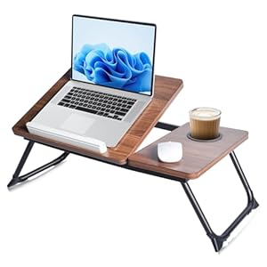 Adjustable Lap Desk for Bed – Portable Laptop Tray Table with Foldable Legs, Phone Slot & Cup Holder – Lightweight & Sturdy Breakfast, Work, Study Table for Sofa, Couch, Floor