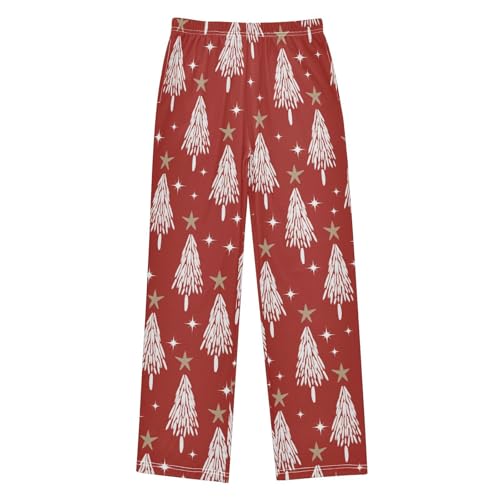 Boys' Pants Christmas White Trees Star Red Long Bottoms Jogger Pants Elastic Waist Trousers with Pockets S-XL