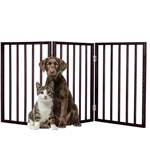 PETMAKER Freestanding Wooden Pet Gate - Dark Brown