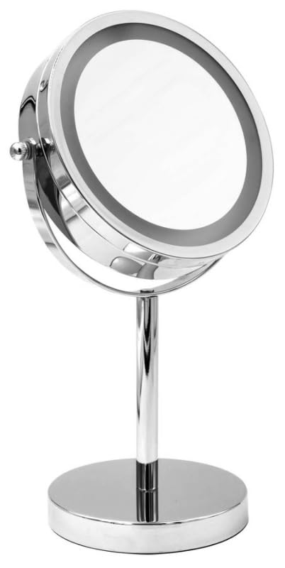 Miroir de maquillage sur coiffeuse RIDDER Daisy chromé pour routine beauté nomade