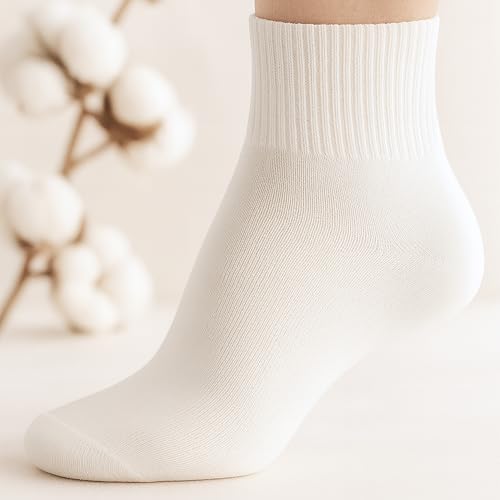 Women’s Cotton Ankle Socks 6 Pairs Size 6-10 All-White Soft Breathable Durable Everyday Socks for Sports Work Fitness Casual Wear4
