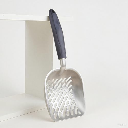 Chi-buy Navy Handle Giant Metal cat Litter Scoop Stainless Steel Oblique Hole Litter Box Scoop Size 13.58