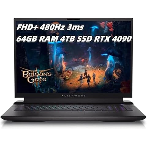 NewDell_Alien.Ware M18 R2 Gaming Laptop 18 inch FHD+ 480Hz 3ms Display Intel.Core i9-14900HX 64GB RAM 4TB SSD Geforce RTX 4090 16GB GDDR6 Graphics CherryMX Mechanical KYB Wifi 7 Thunderbolt 4 Win 11H Cover