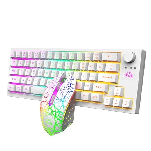 FELICON 2.4G Wireless Mini Gaming Keyboard and Mouse Combo, RGB Backlit TKL Mechanical Feel Keyboard and 7 Color Crack Illuminate Mouse, Mouse Pad for Windows, Computer, Desktop, PC, Notebook