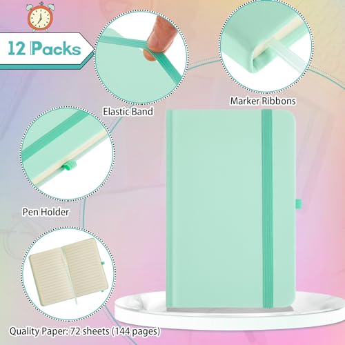 Cuadernos pequeños A6 con raya y banda elástica pack de 12 diarios de bolsillo 4