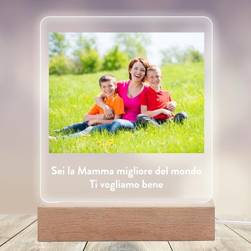 Stileitaliano lampada led personalizzata con foto in acrilico idea regalo festa della mamma compleanno originale targa (Con foto)