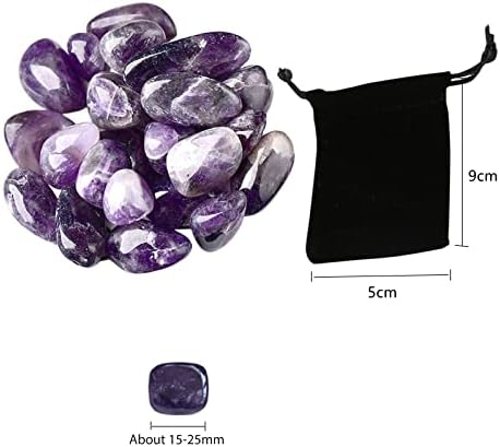 15-25mm Amethyst Polished Amethyst Crystal Healing Crystals Chips with Velvet Bag Crystal Gemstones for Crafts, Archaeological Stones, Mineral Rocks,100g Stones (100g)