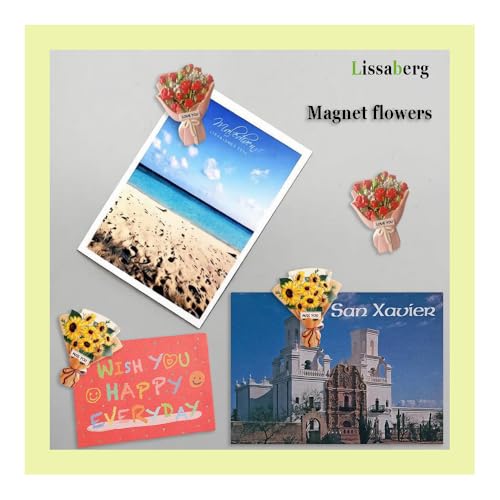 Imanes decorativos de resina florales para nevera, set de 2 miniatura 2