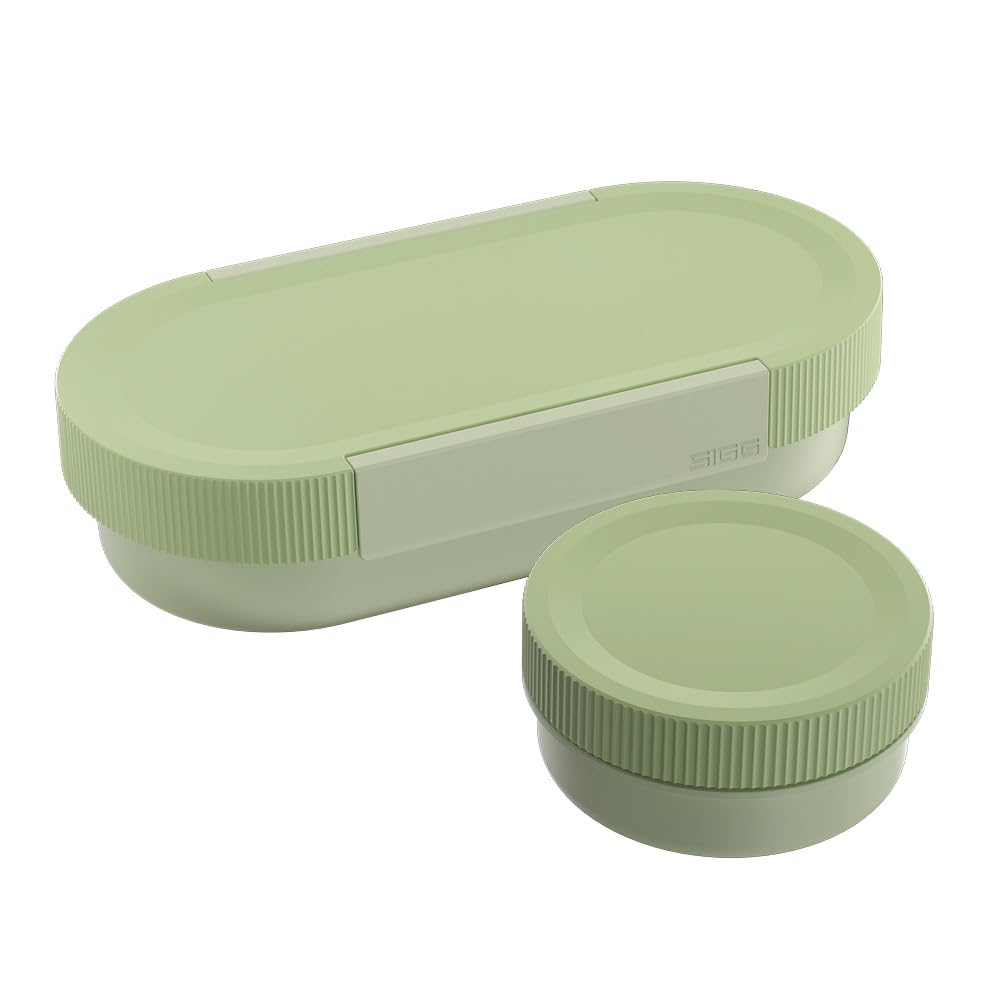 Sigg - LUMO Lunchbox L Eco Green - with Divider & Leakproof Snack Box - Microwave & Dishwasher Safe - BPA Free - Lightweight Polypropylene - Swiss Design, Made in Germany - for Work & School - 1 L