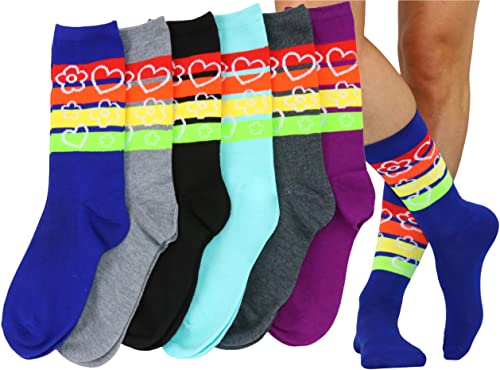 Image of ToBeInStyle Women's Pack of 6 or 12 Fashion Printed Crew Socks