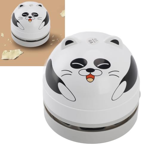 ciciglow Mini-Tischstaubsauger, Niedlicher Schreibtischstaubsauger Zum Aufnehmen von Krümel, Radiergummi, Krümel, Tierhaare, Hohe Saugkraft und Geringe Geräuschentwicklung, mit (Panda)