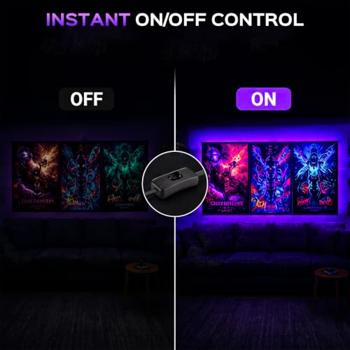 Image of T-SUN LED Black Light Bar, 40W Blacklight Bars for Halloween Decor Display | Blacklight Bar with 5ft Cord, Black Lights for Glow Party, Fluorescent Poster, Game Room, Stage Lighting, Covers 22x22ft Area