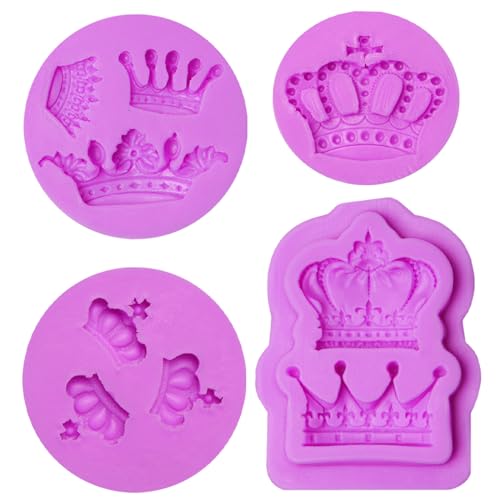 4 Pieces Crown Silicone Fondant Molds, 3D Crown Candy Baking Molds, Princess Crown Cake Decoration Chocolate for Cupcake Topper Sugar Craft Gum Paste Clay Crafting Projects by acvcatto - Image 9