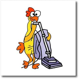 3dRose Cute Funny Rubber Chicken Using Vacuum Cleaner Cartoon - Iron on Heat Transfers (ht-382628-1)