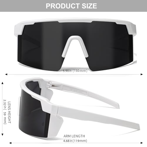 Image of WISTON XL Z87 Sunglasses for Big Wide Heads Men Women,TR90 Ultralight UV400 Protection Sun Glasses Z8224