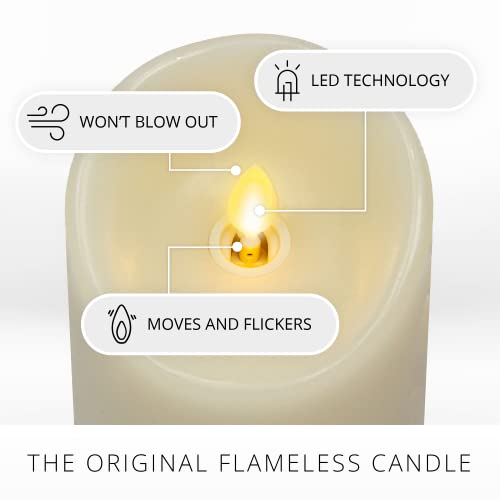 Luminara Scalloped Edge Flameless LED Candle - Ivory 3.5\" x 8.75\" - Real Wax Pillar Battery Operated Moving Flame w/Timer Unscented 1000Hr Runtime - Thumbnail 2