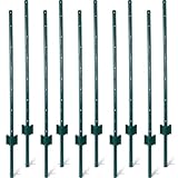 Fence Post 10 Pack Heavy Duty Metal Fence Posts with U-Channel, Steel Fence U-Post for Holding Garden Yard Wire Fence, Corner Anchor Posts etc,3feet
