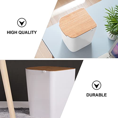 Caneca de basura rectangular con tapa para cocina y baño miniatura 5