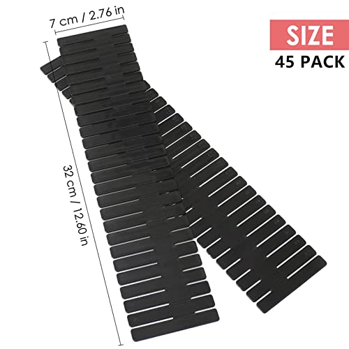45 Pack Drawer Dividers, Plastic Adjustable Drawer Storage Organizer for Tidying Clutter Socks, Underwear, Makeup, Kitchen, Dresser Black - Image 3