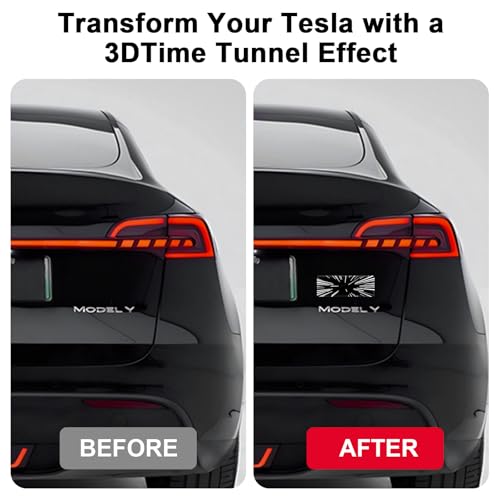 Image of Time Space Tunnel Emblem Stickers Compatible with Tesla Model 3 Y X S Cybertruck, Plaid Performance Exterior Rear Trunk Accessories Sticker Decal Decorations
